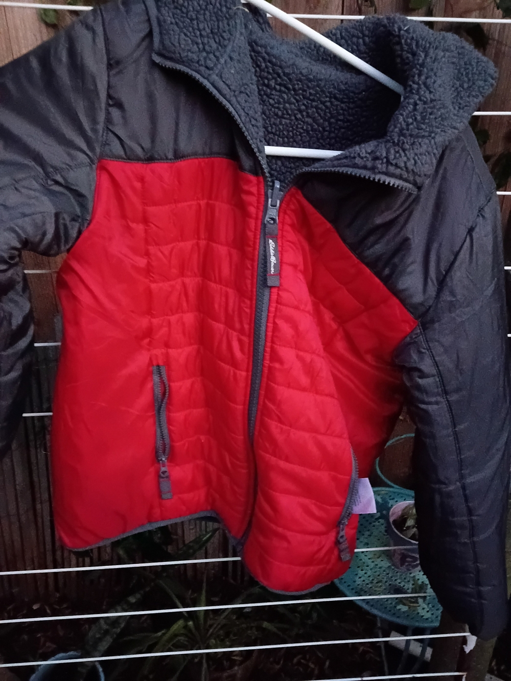 Eddie Bauer Red and Black Quilted Kids Puffer Jacket